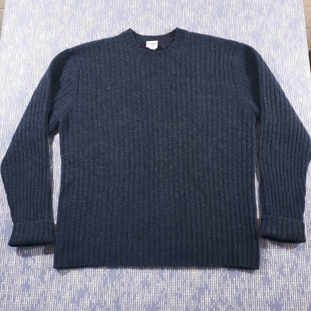 Vintage Old Navy Lambswool Knit Sweater Pullover Mens XL Navy Ribbed